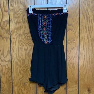 Xhilaration Stitched Flowers Strapless Romper